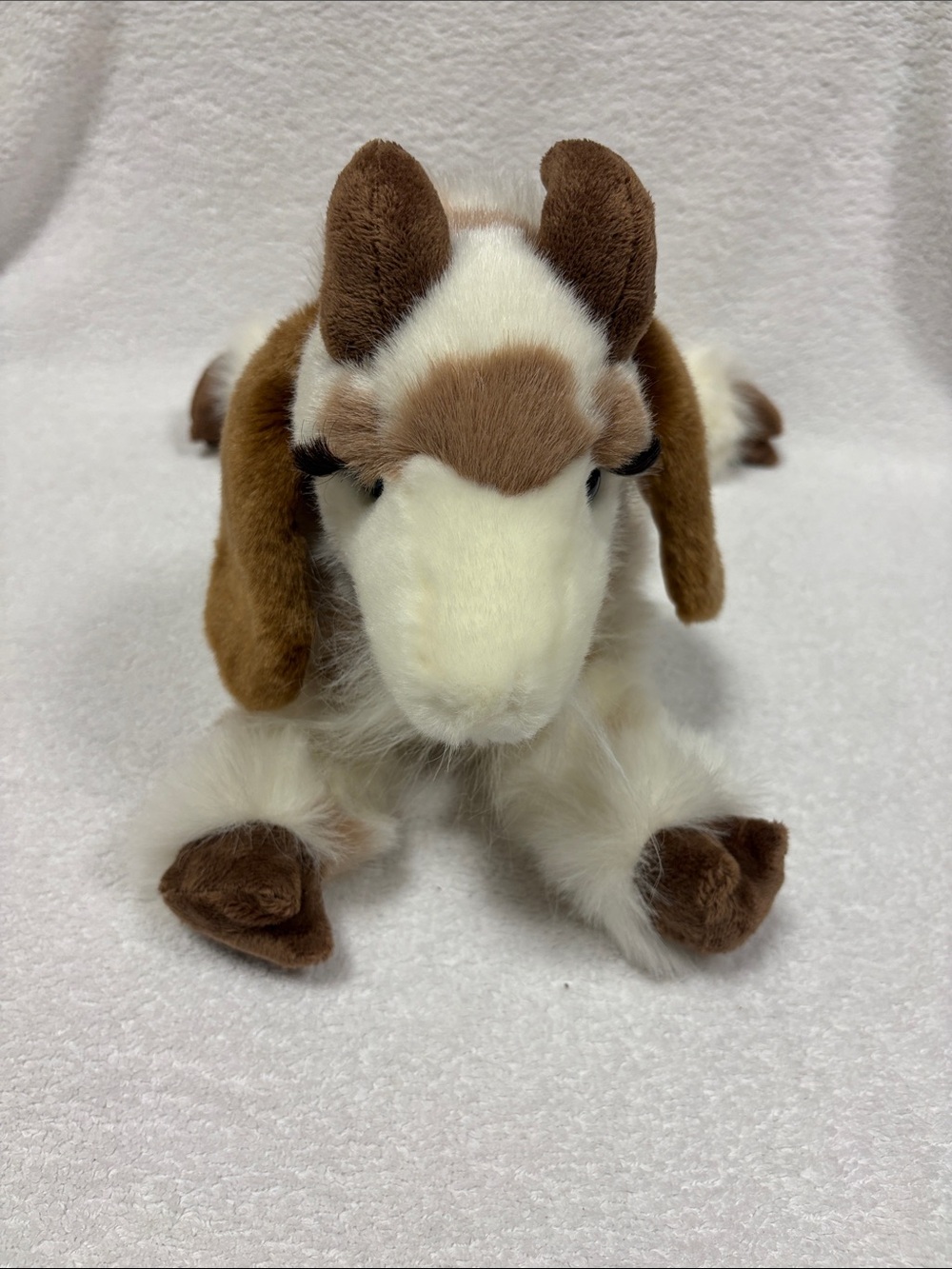 Douglas Brady Goat Plush White Brown 18" Floppy Soft Spotted Long Eyelashes